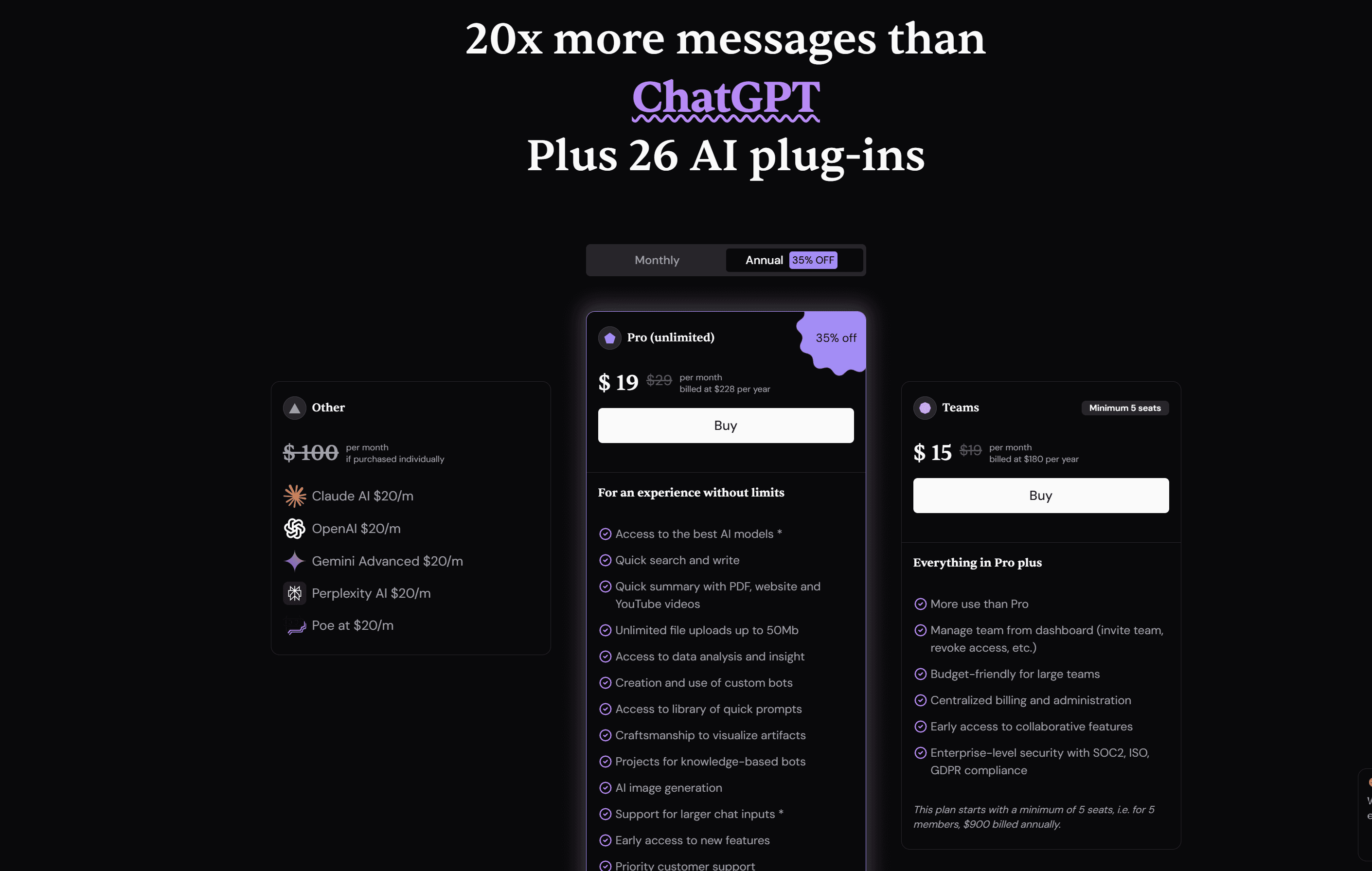Pricing page