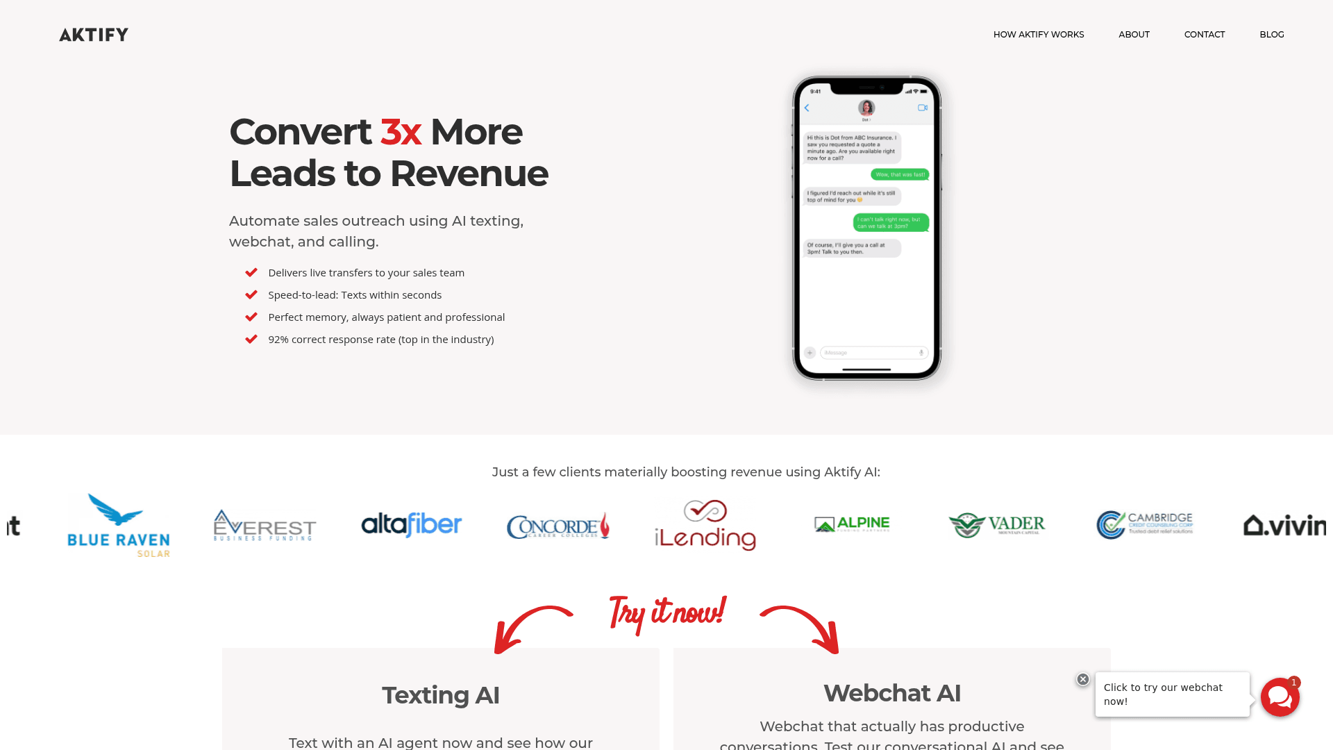 Homepage of Aktify
