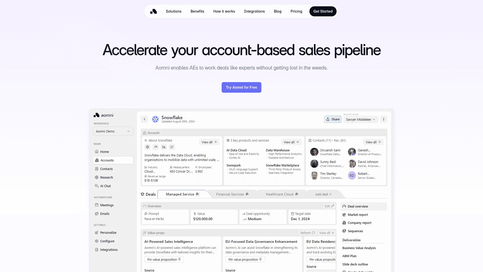Homepage of Aomni