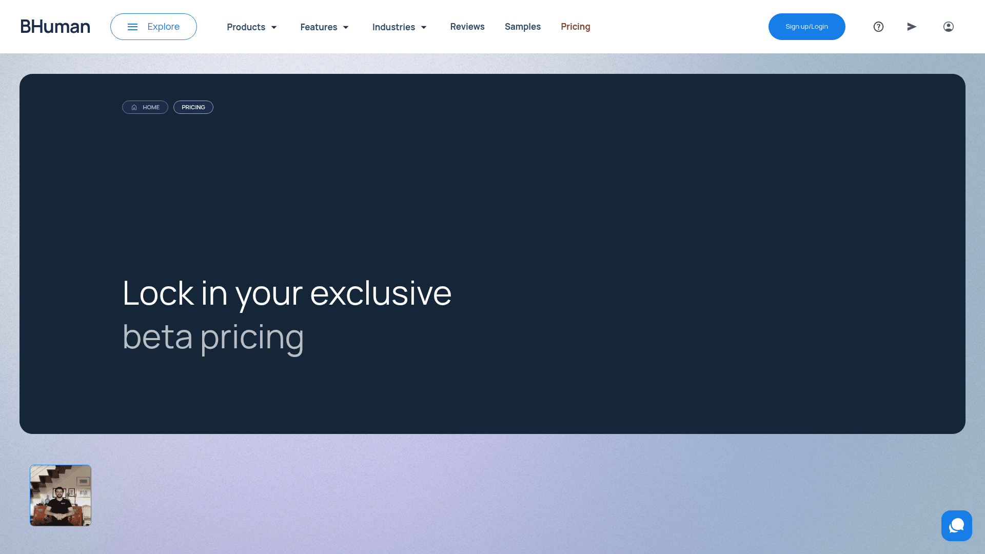 Pricing page of BHuman