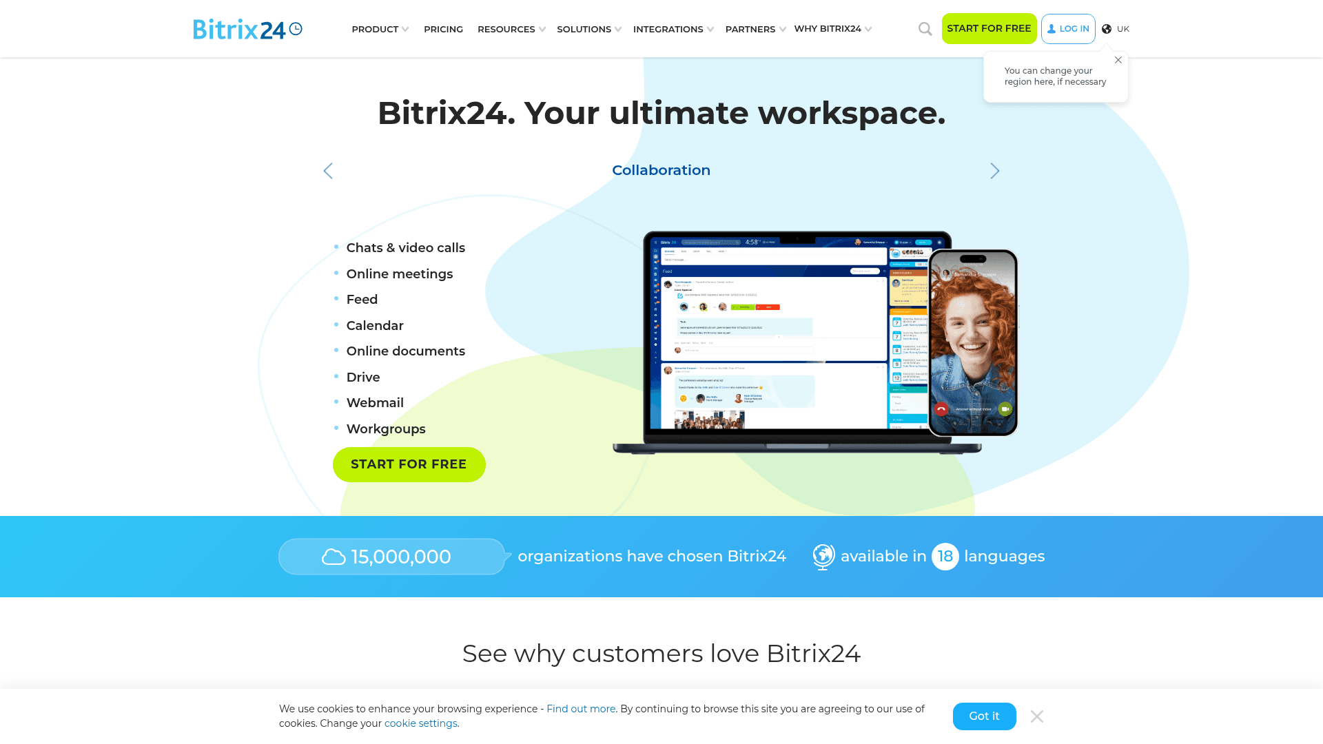 Homepage of Bitrix24