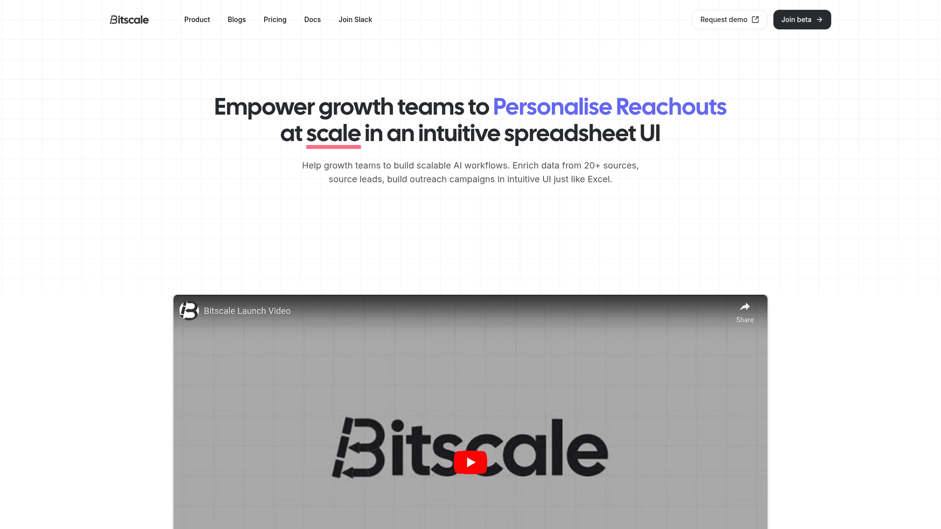 Homepage of Bitscale AI