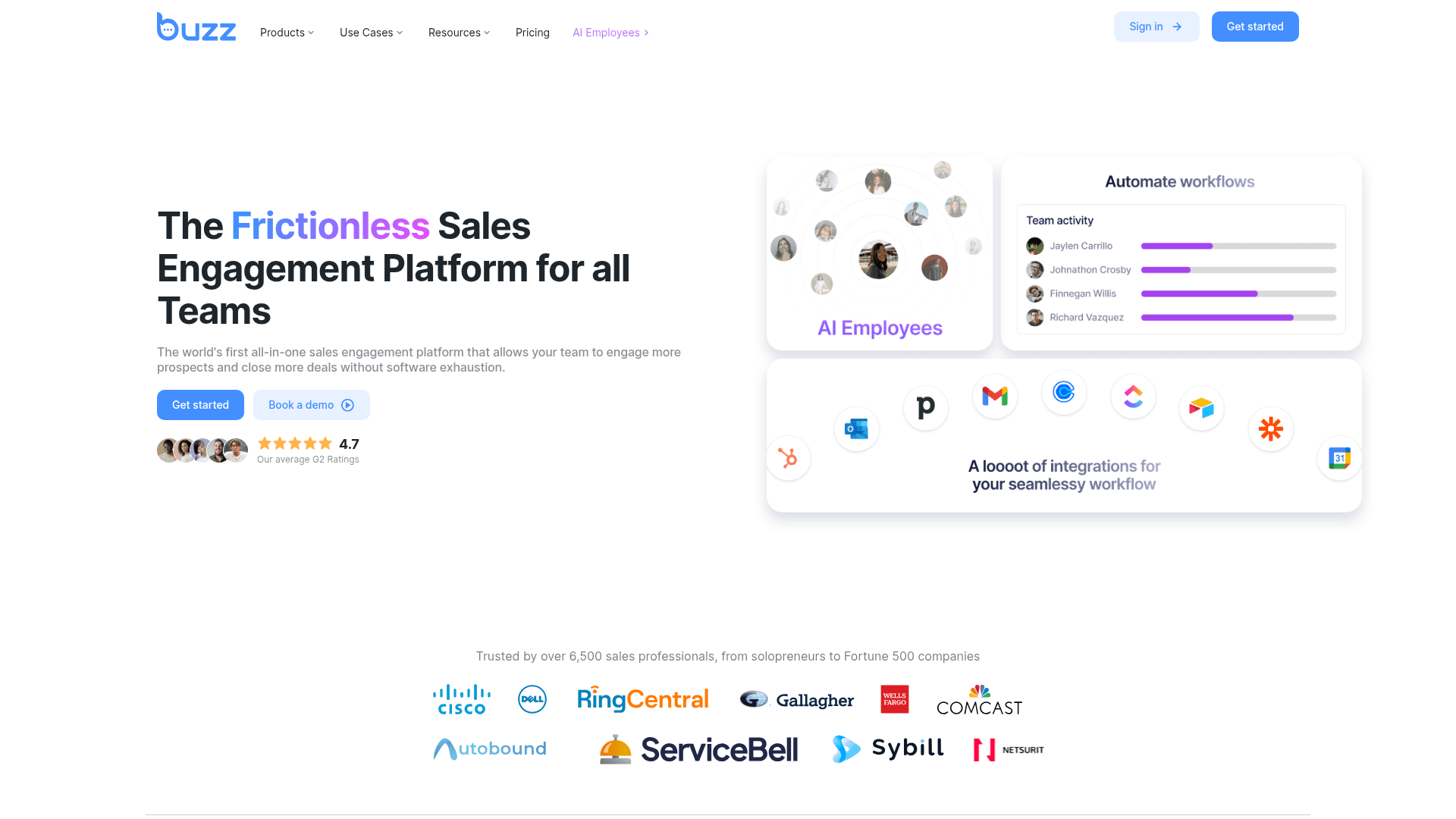 Homepage of Buzz