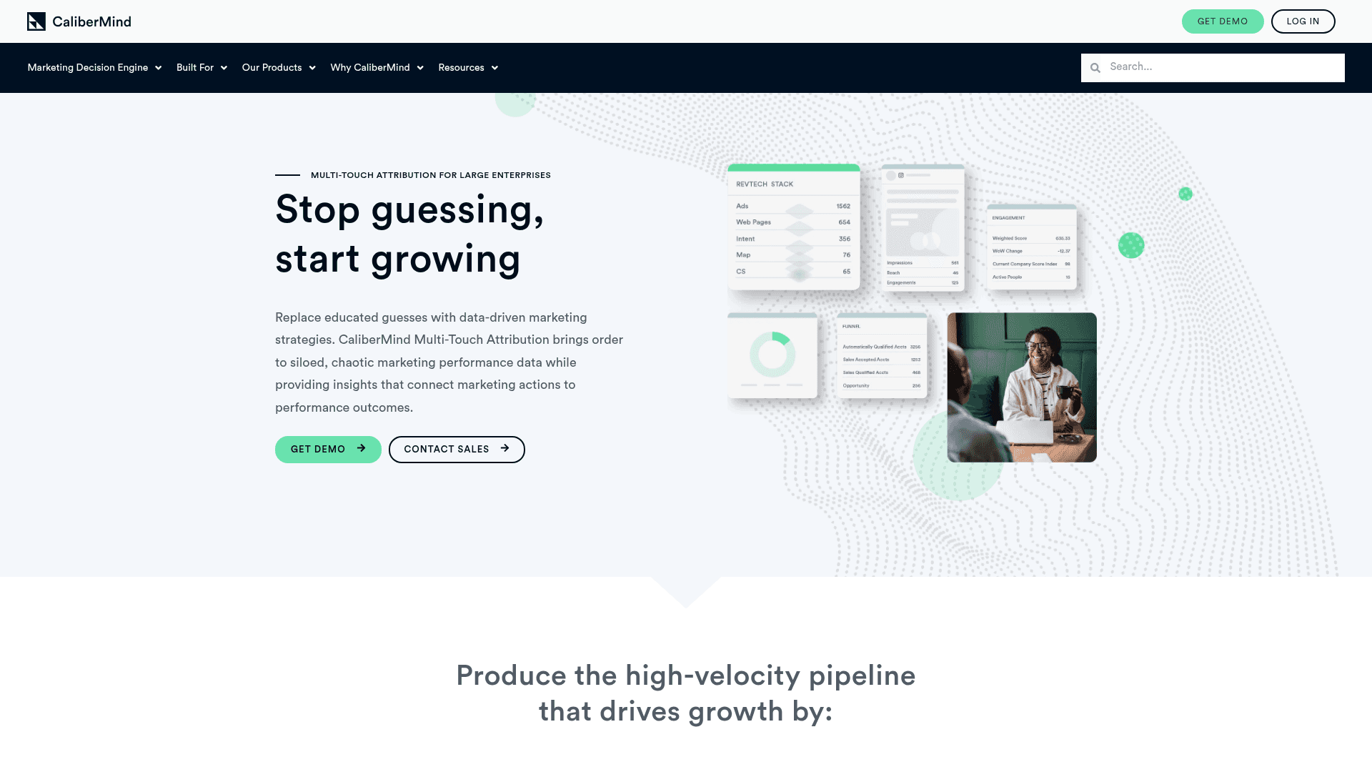 Homepage of CaliberMind