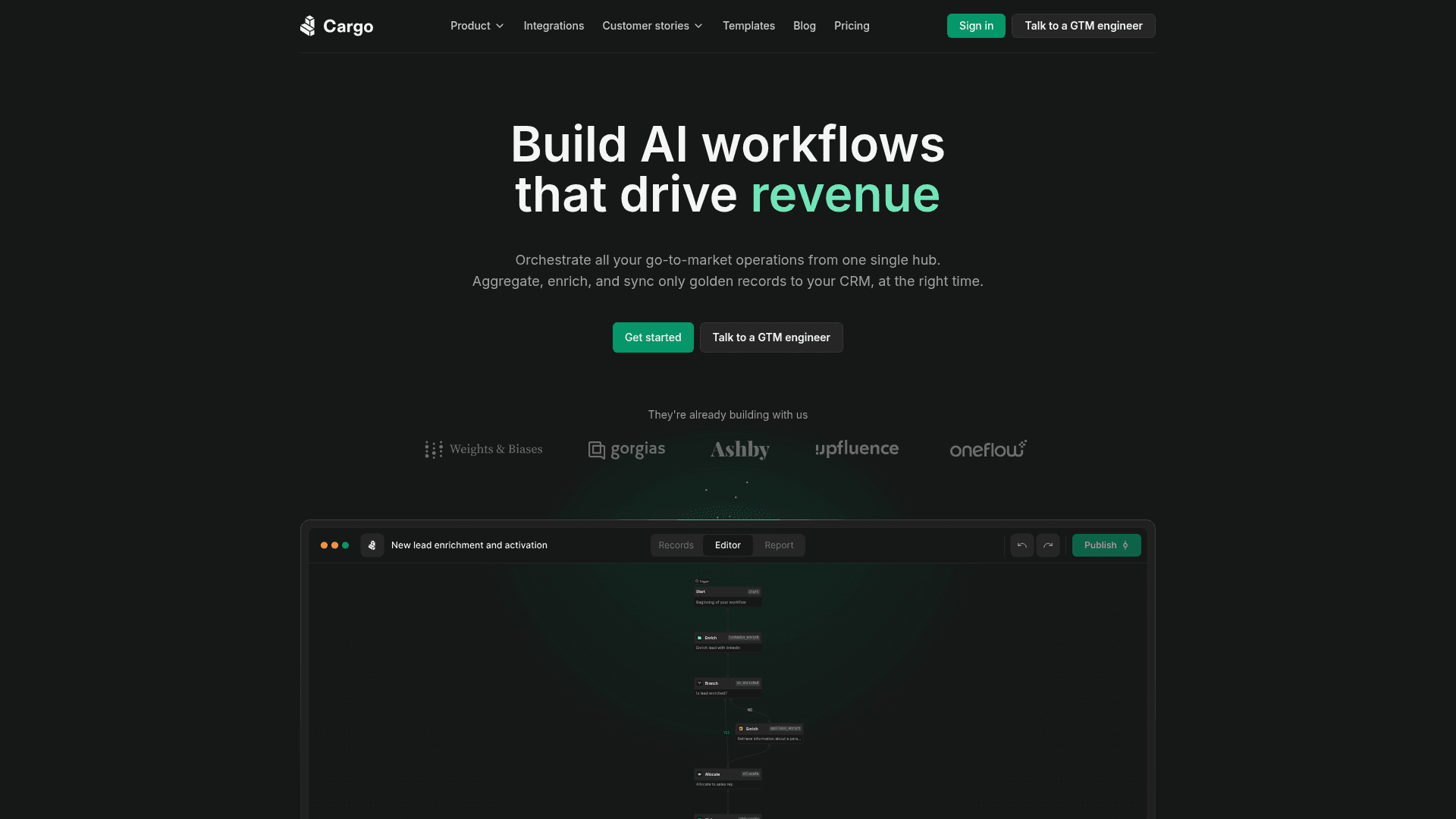 Homepage of Cargo