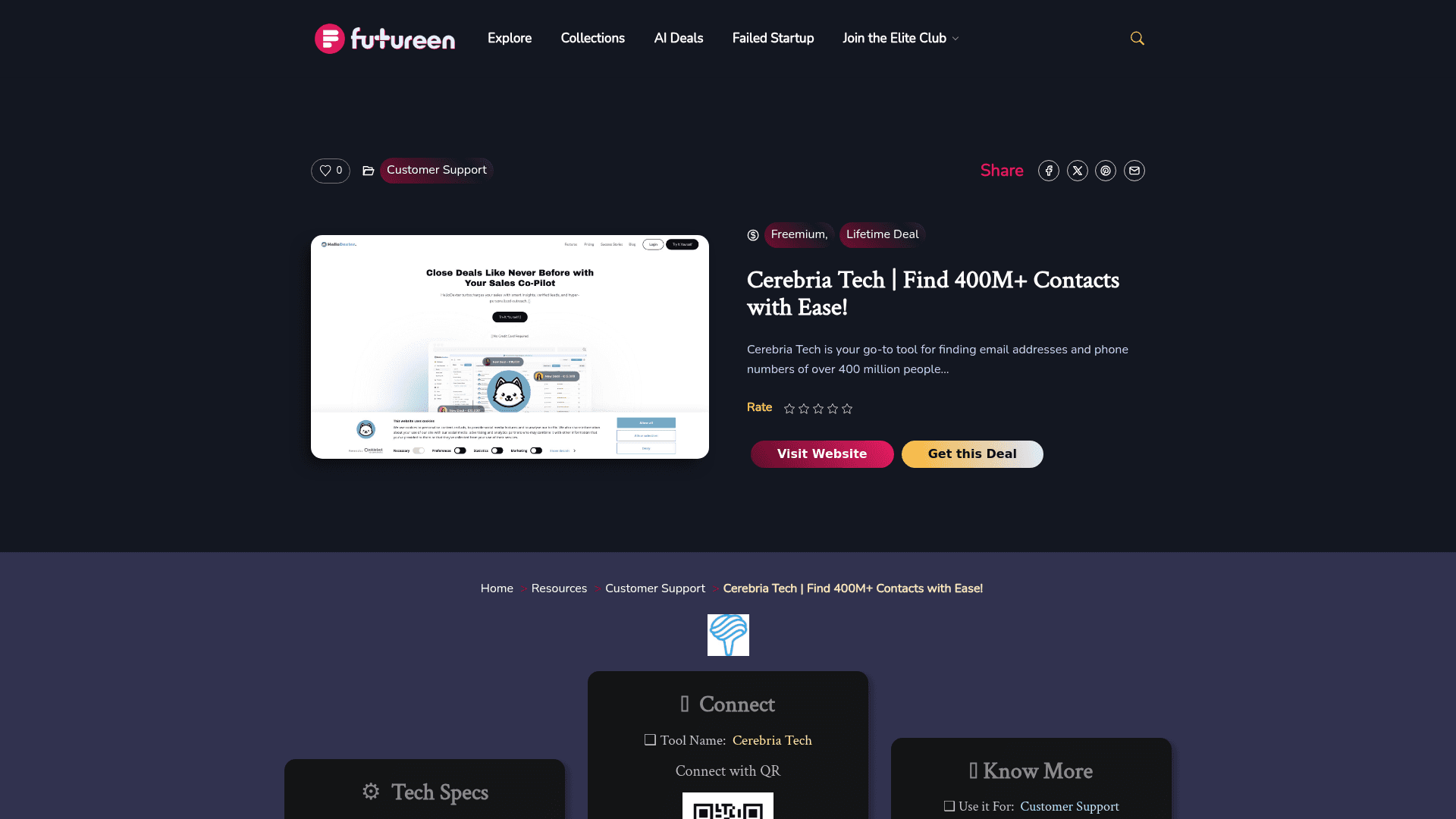 Homepage of Cerebria Tech