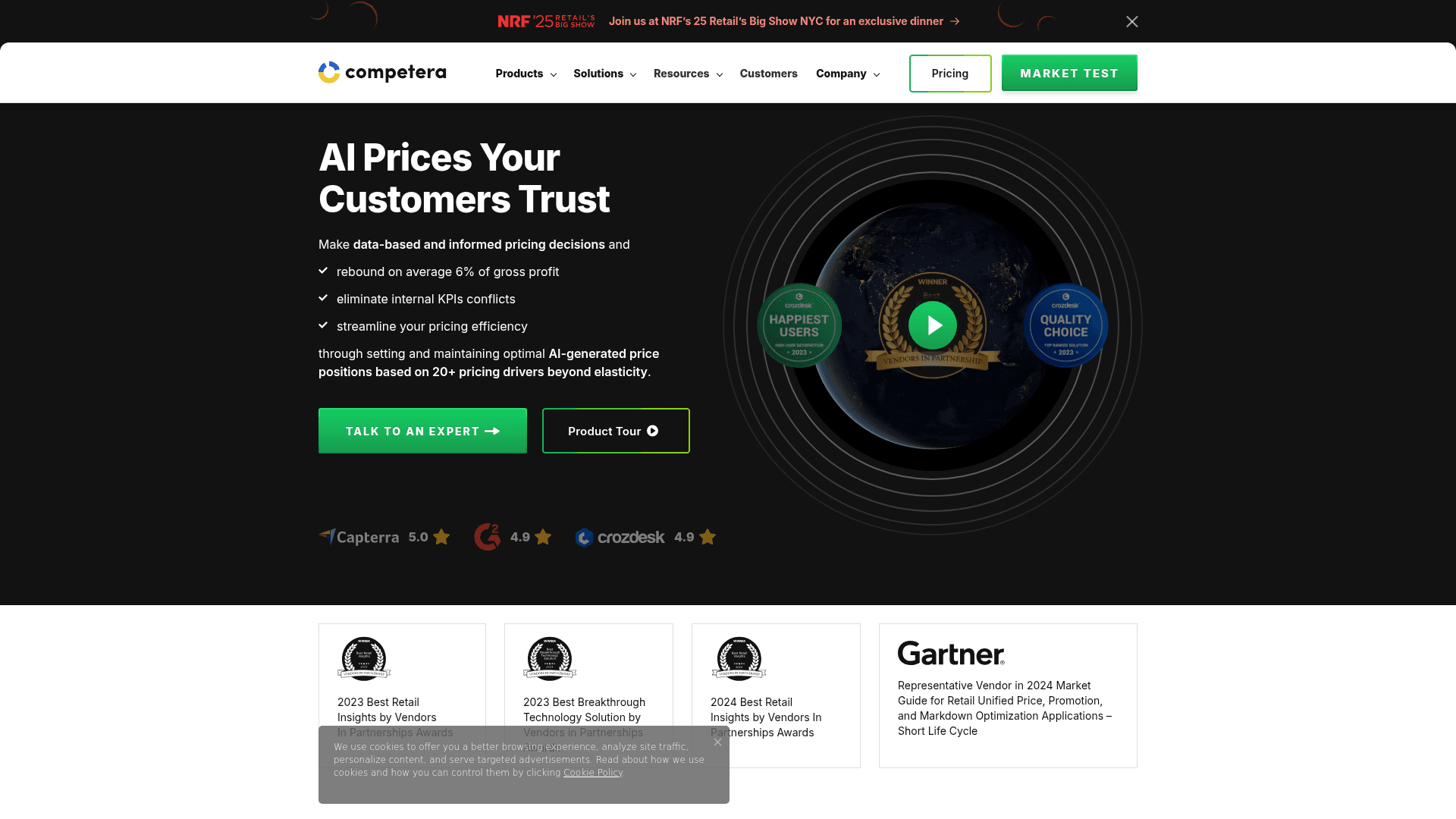 Homepage of Competera