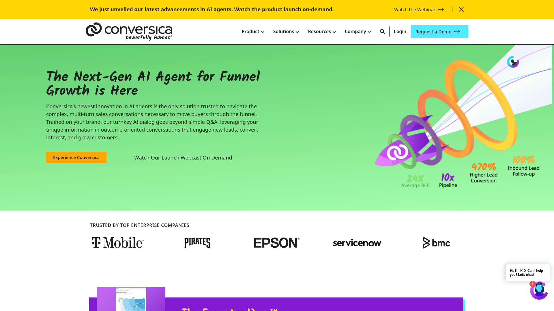 Homepage of Conversica