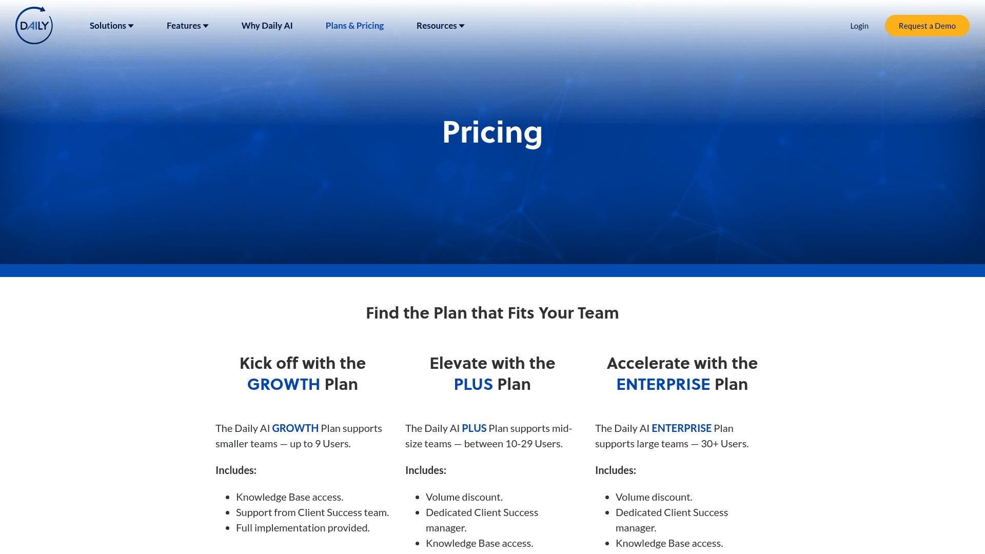 Pricing page of Daily AI