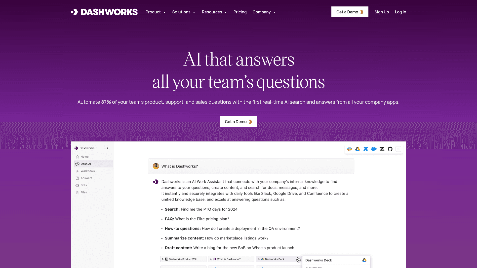 Homepage of Dashworks