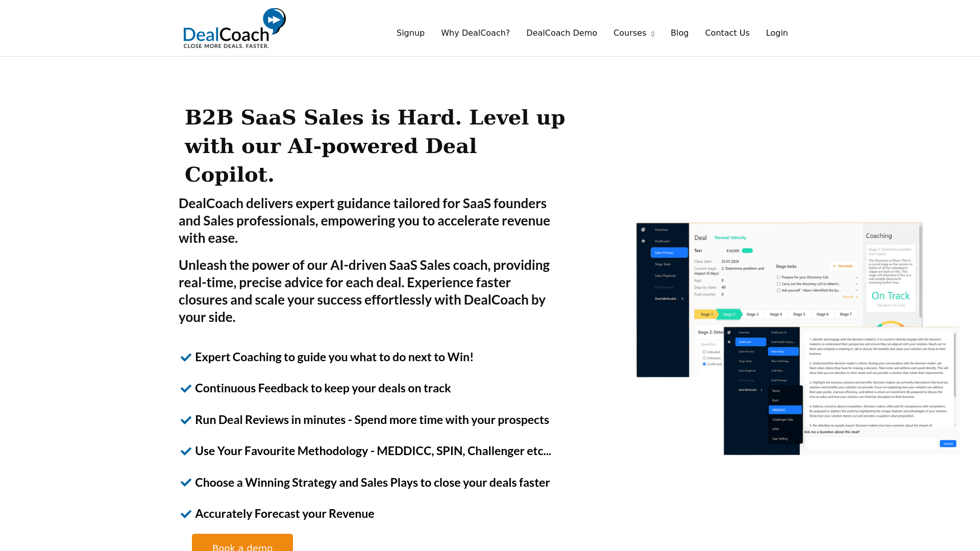 Homepage of DealCoach