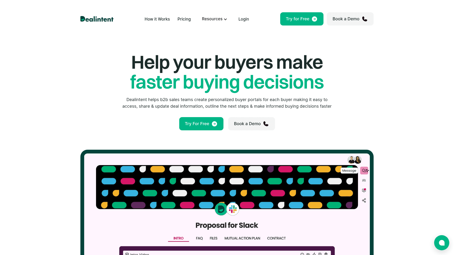 Homepage of Dealintent
