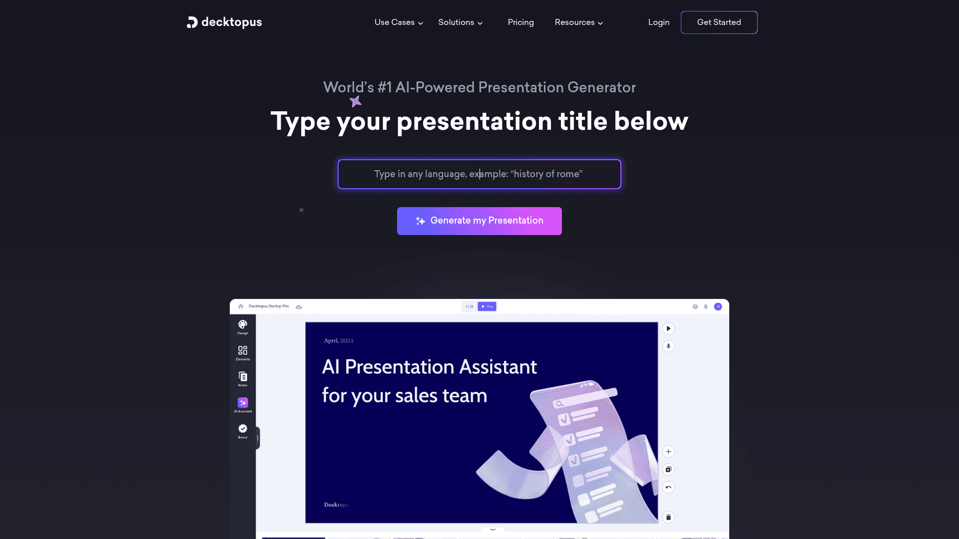 Homepage of Decktopus
