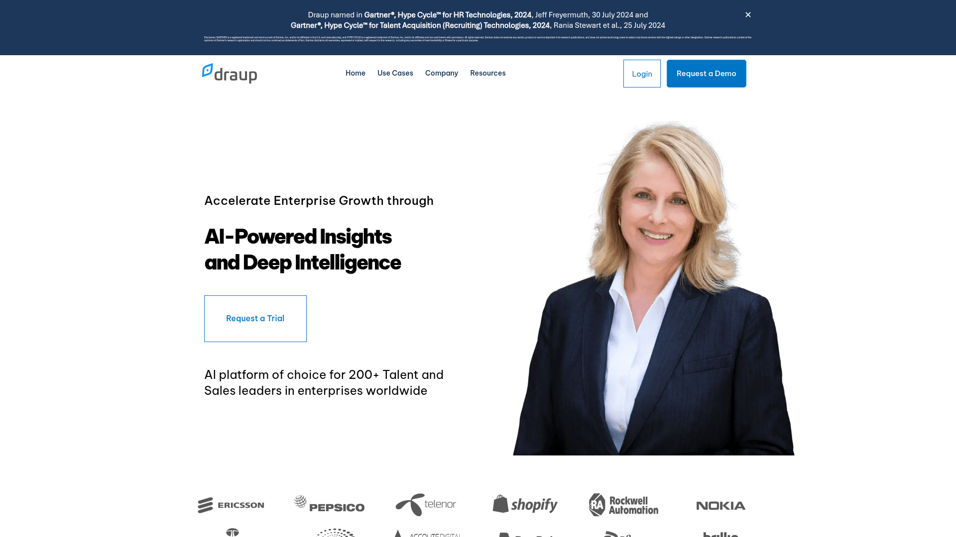Homepage of Draup