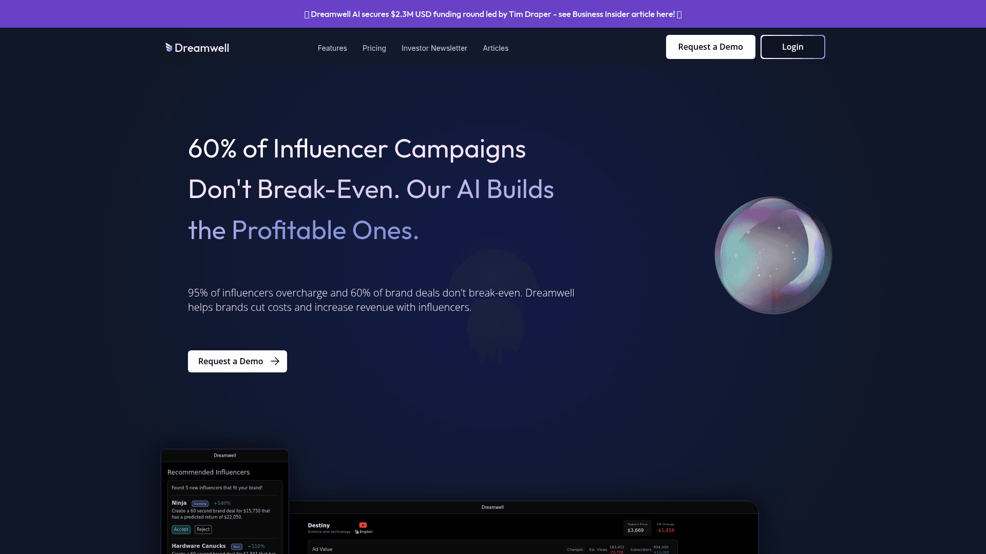 Homepage of Dreamwell