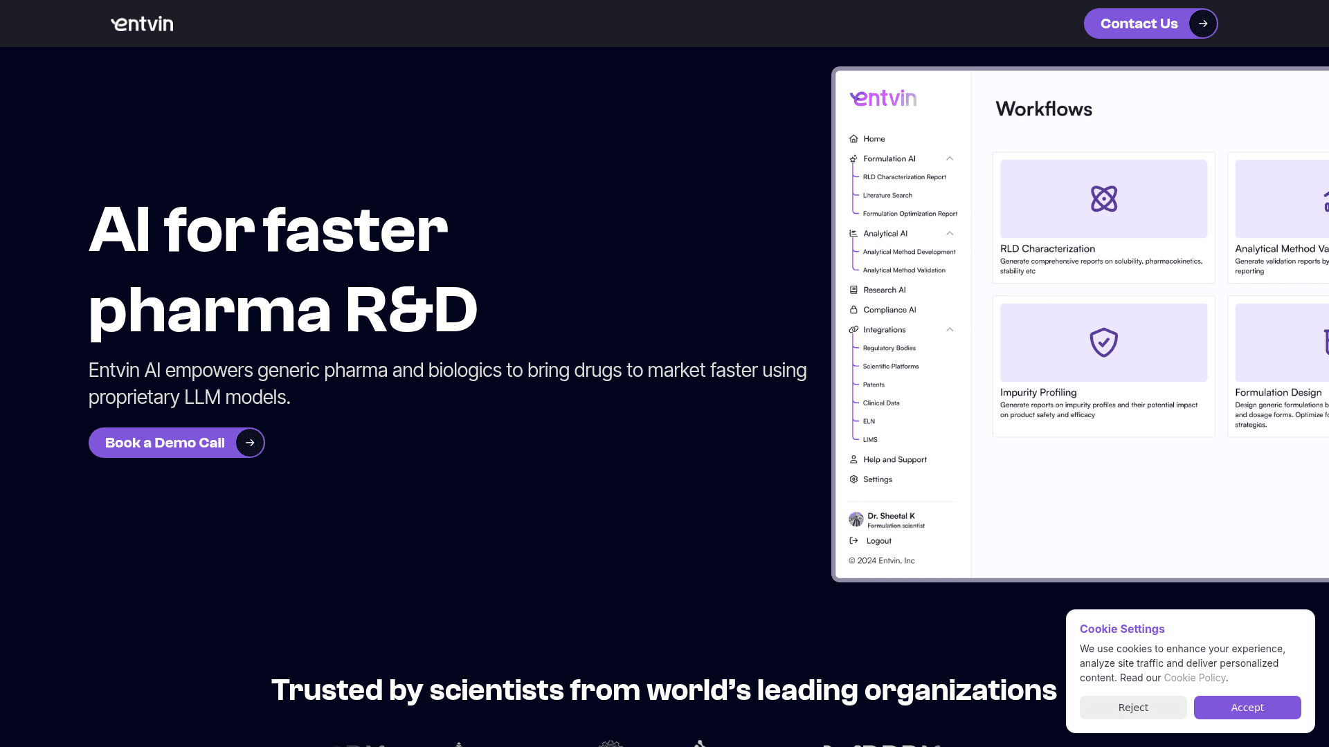 Homepage of Entvin