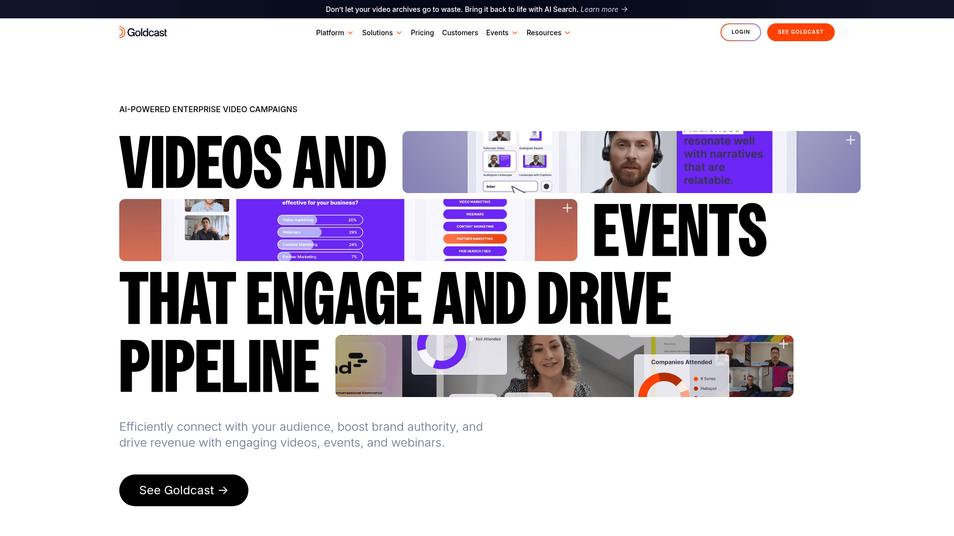 Homepage of Goldcast