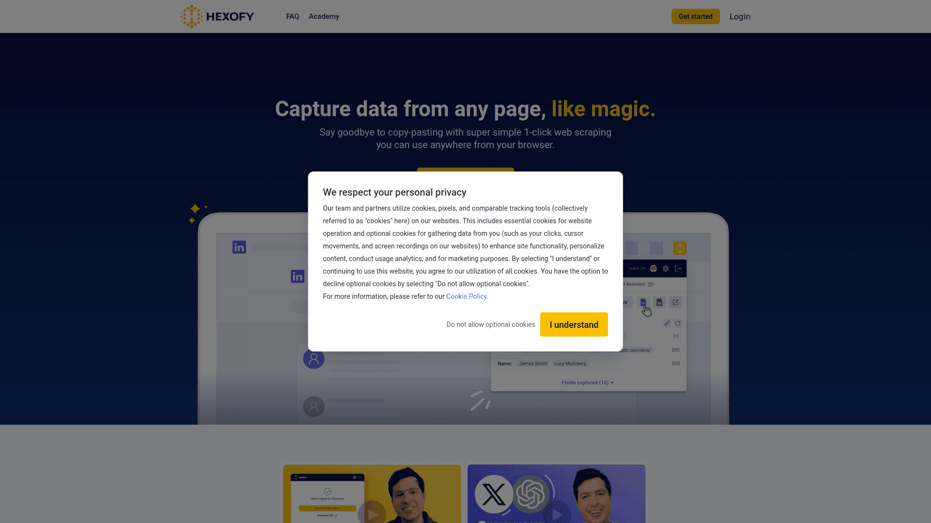 Homepage of Hexofy