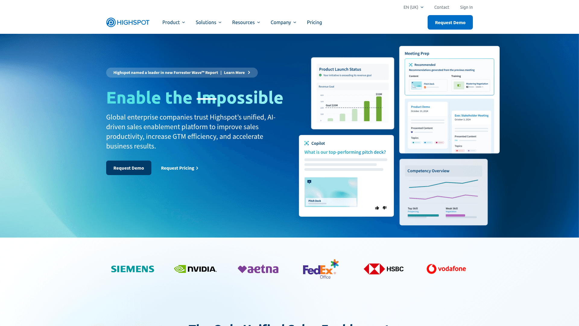 Homepage of Highspot
