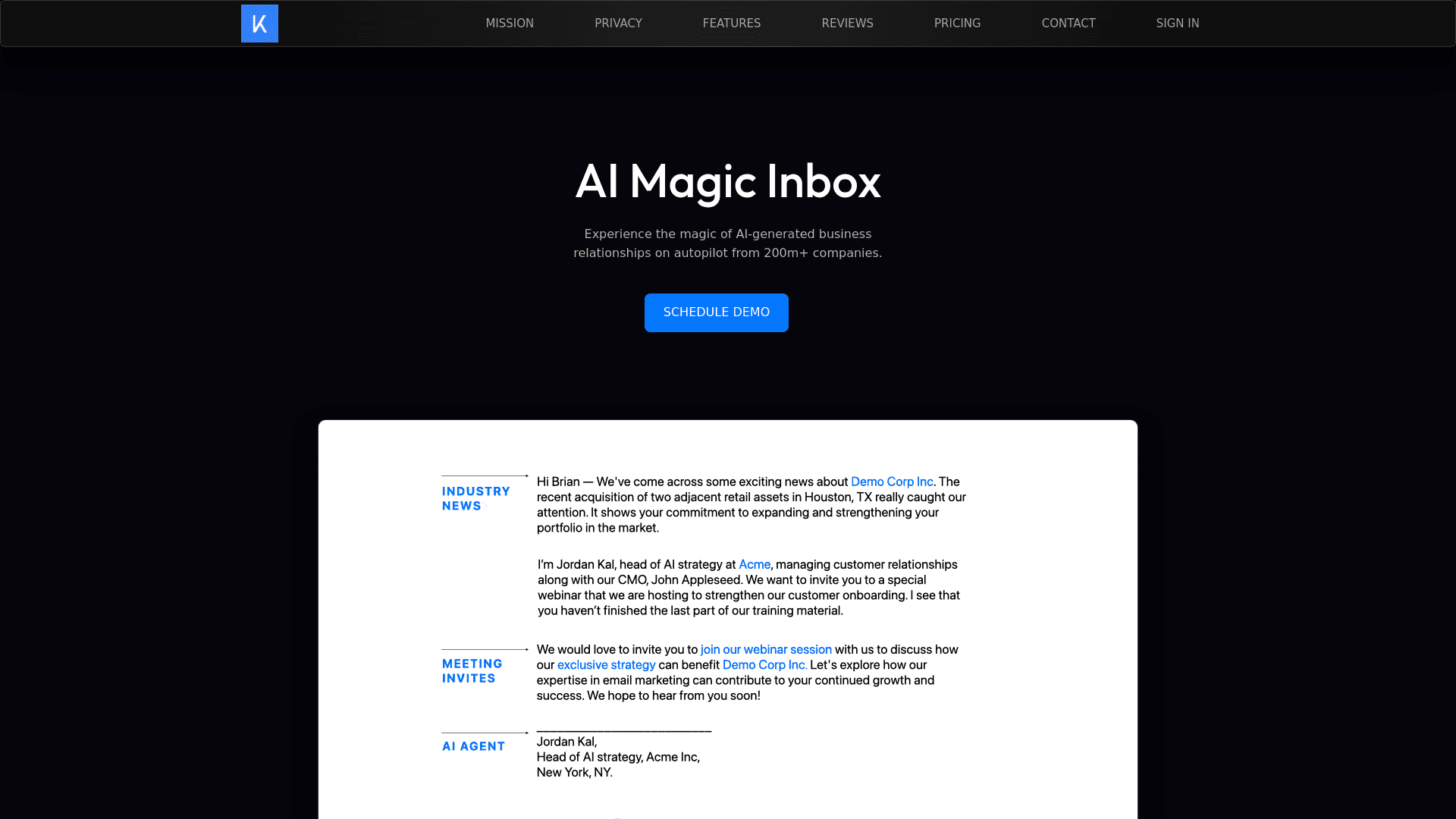 Homepage of KalendarAI