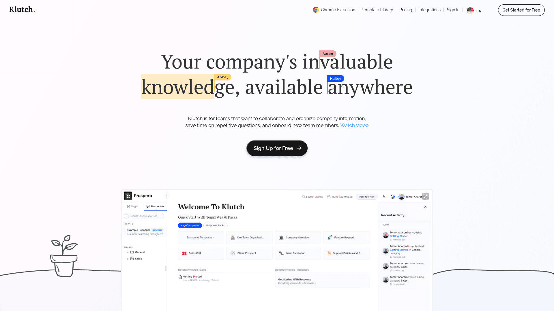Homepage of Klutch App