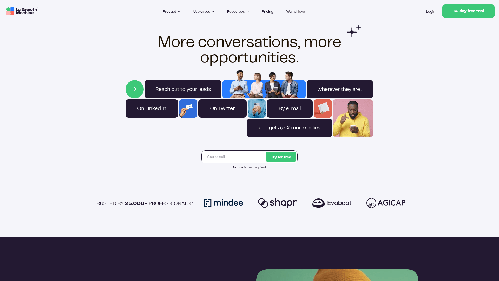 Homepage of LaGrowthMachine