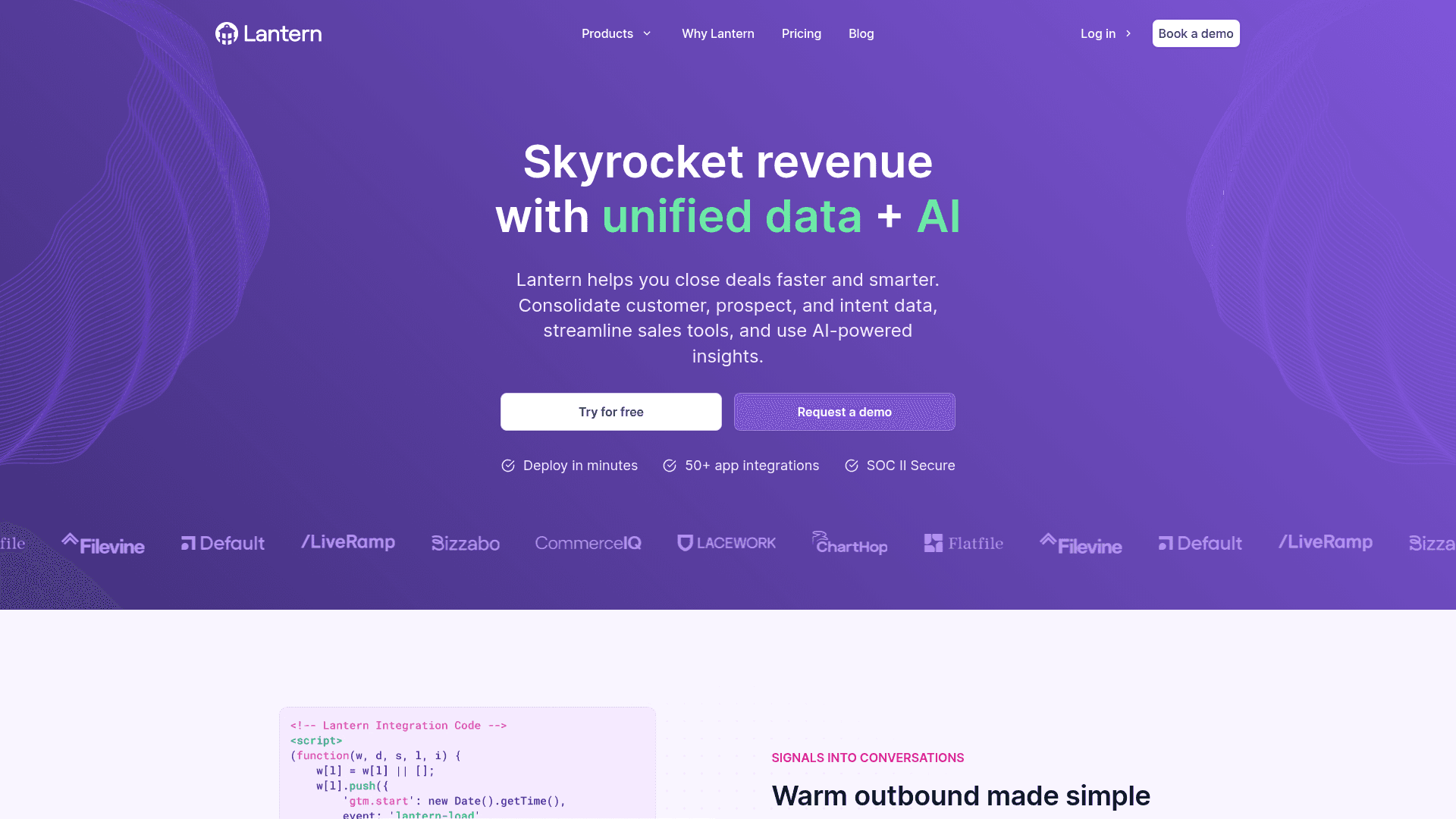 Homepage of Lantern