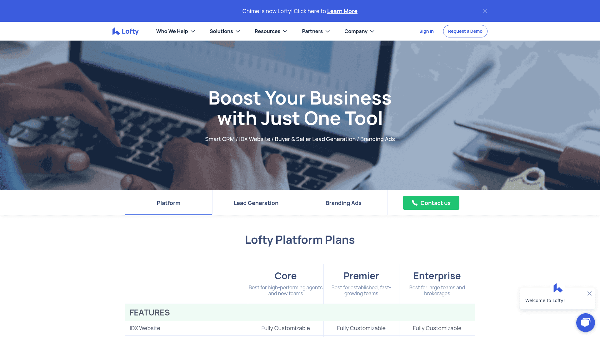 Pricing page of Lofty