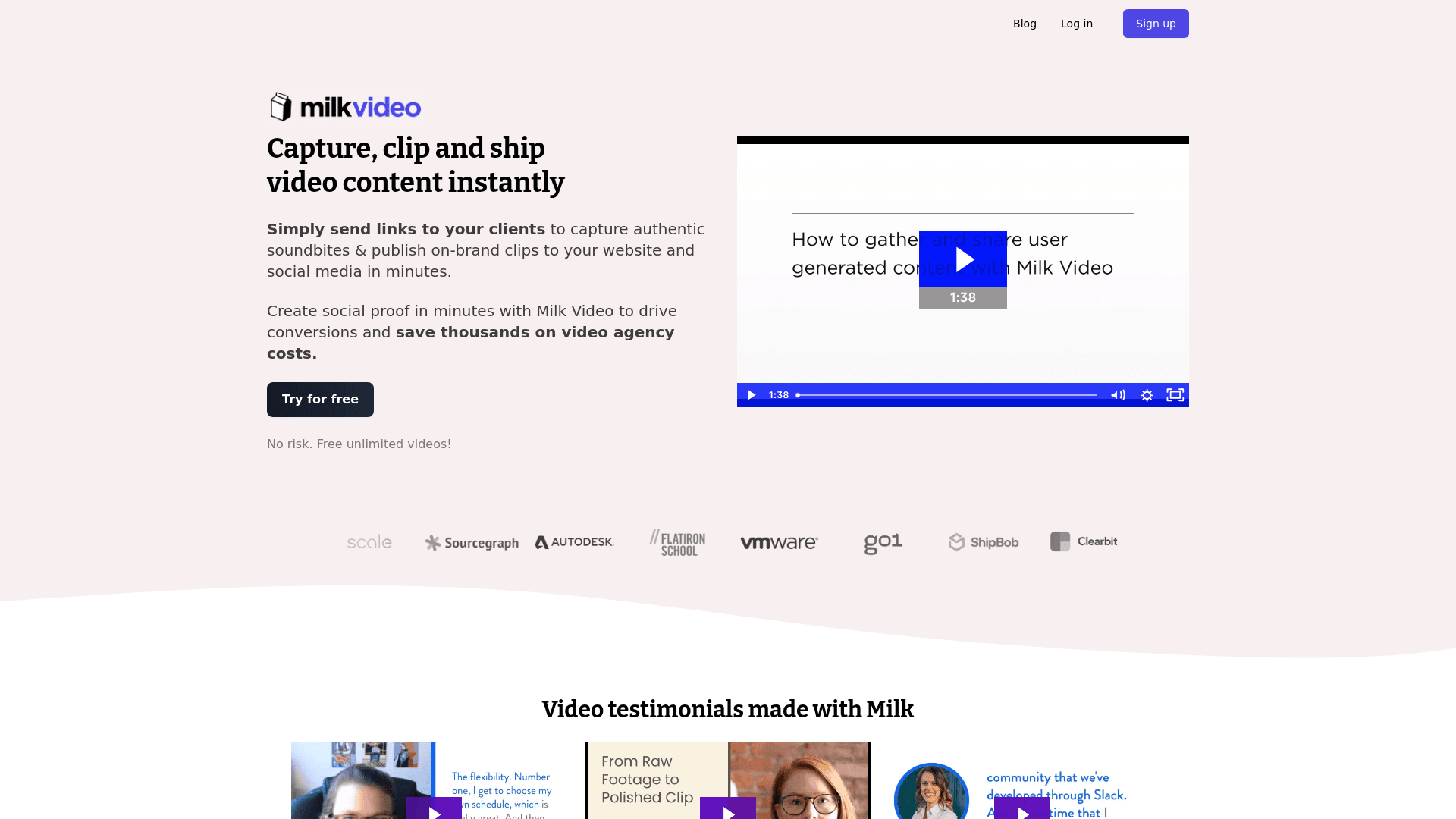Homepage of Milk Video