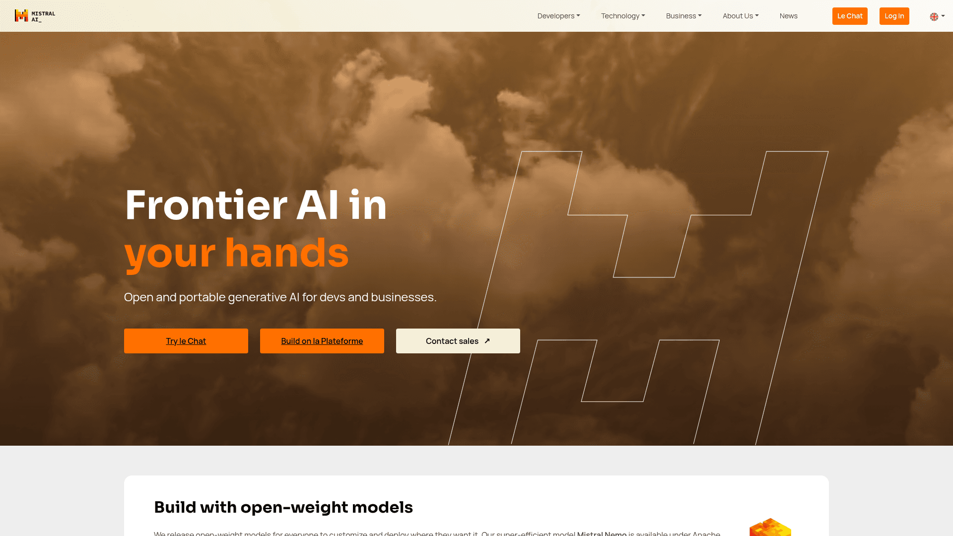 Homepage of Mistral AI