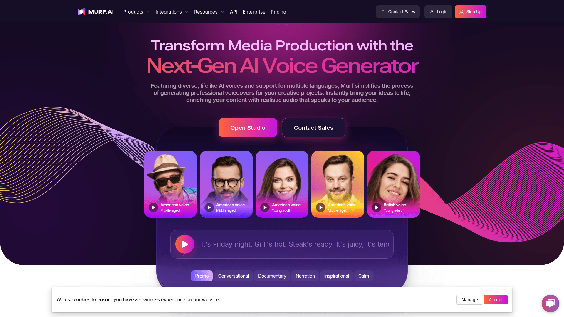 Homepage of Murf AI