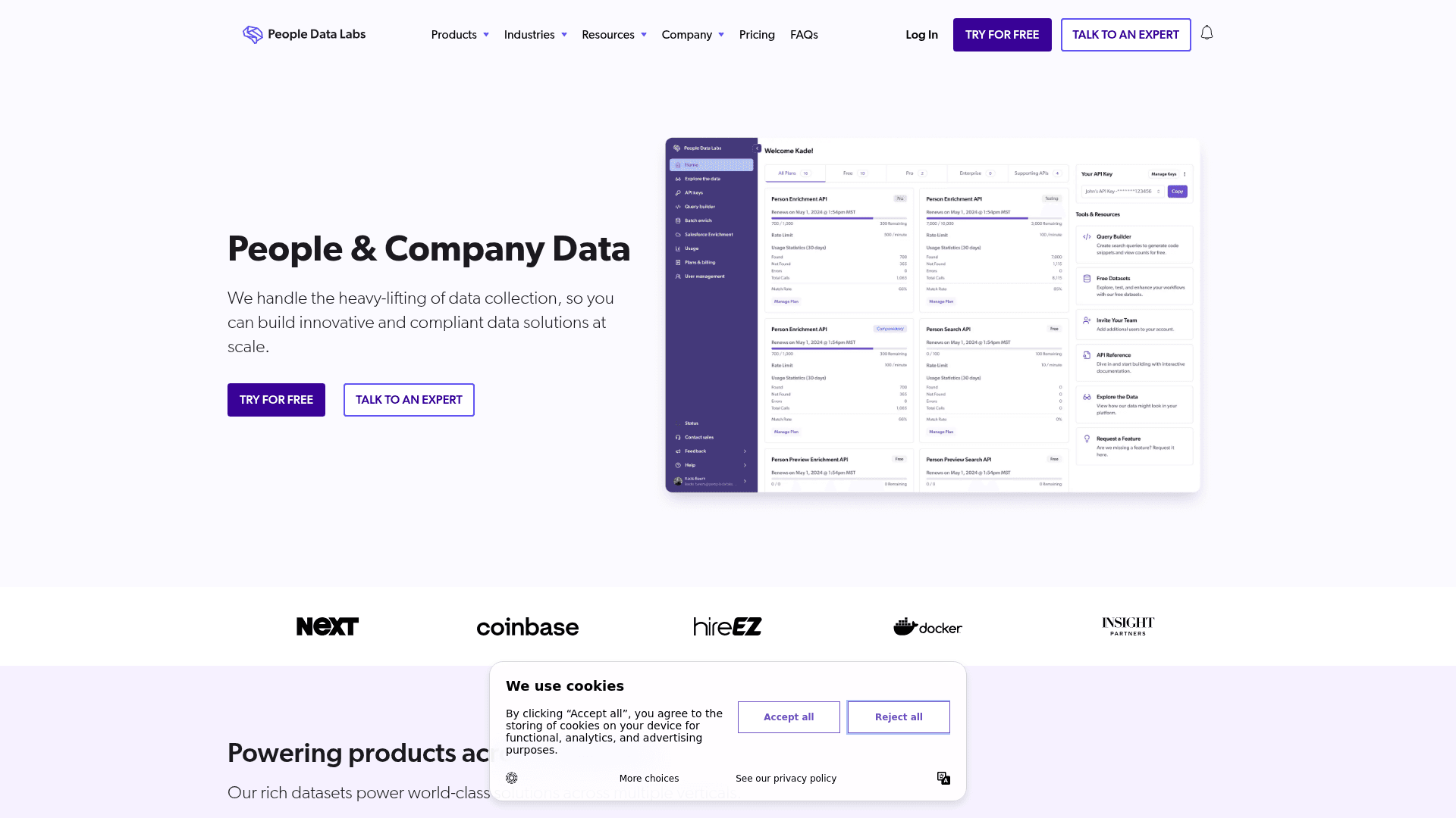 Homepage of People Data Labs