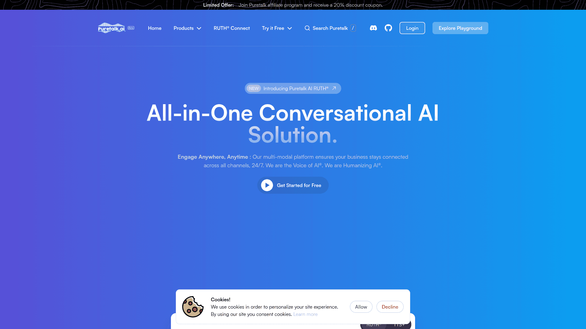 Homepage of Puretalk