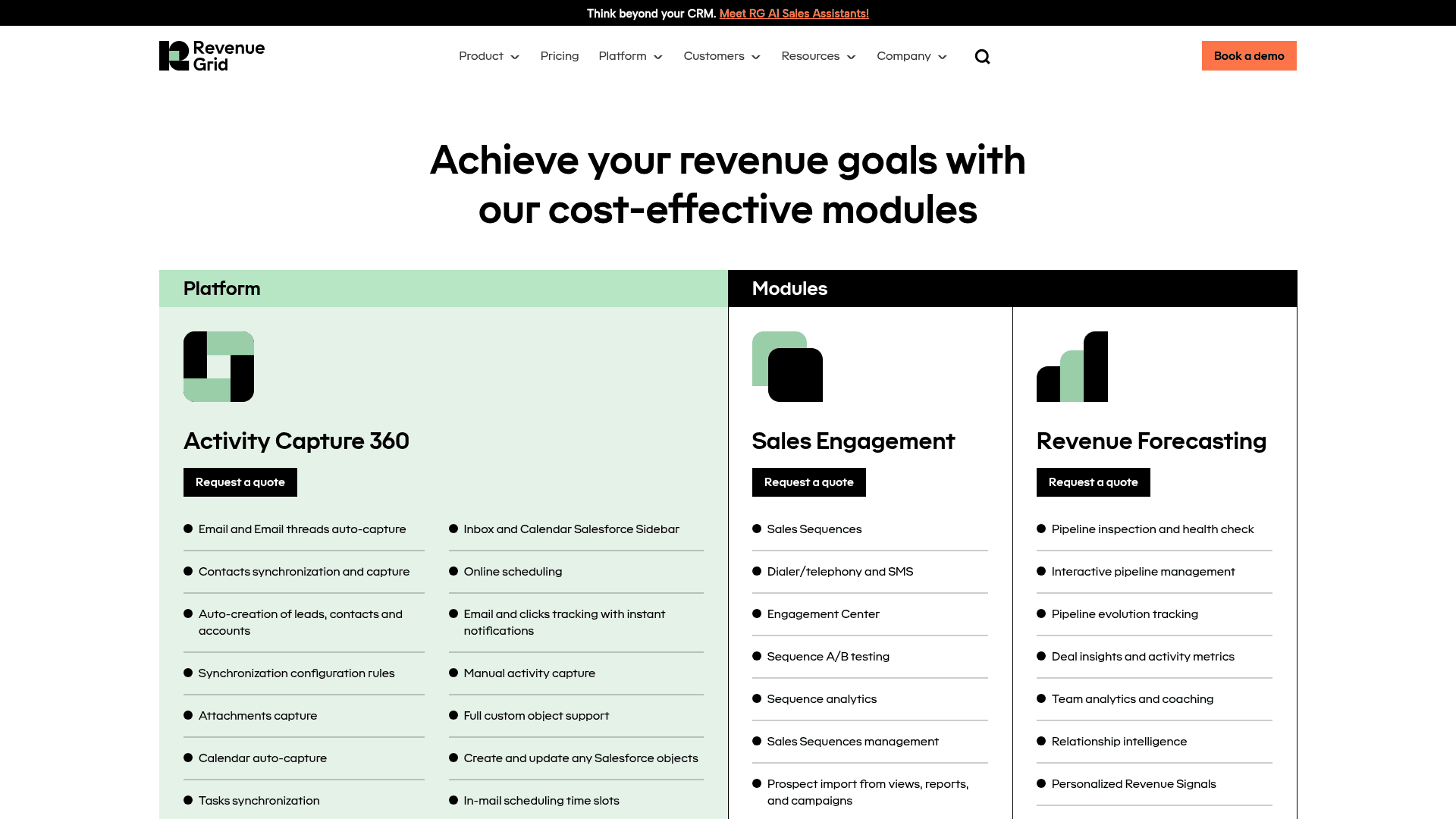Pricing page of Revenue Grid