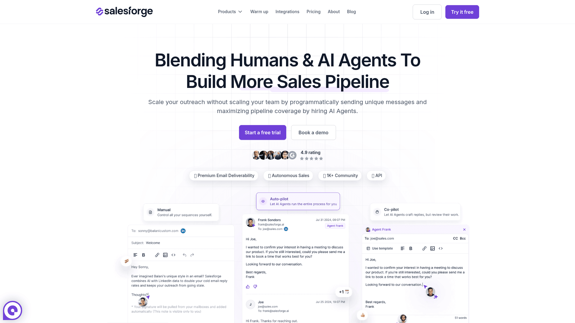 Homepage of Salesforge