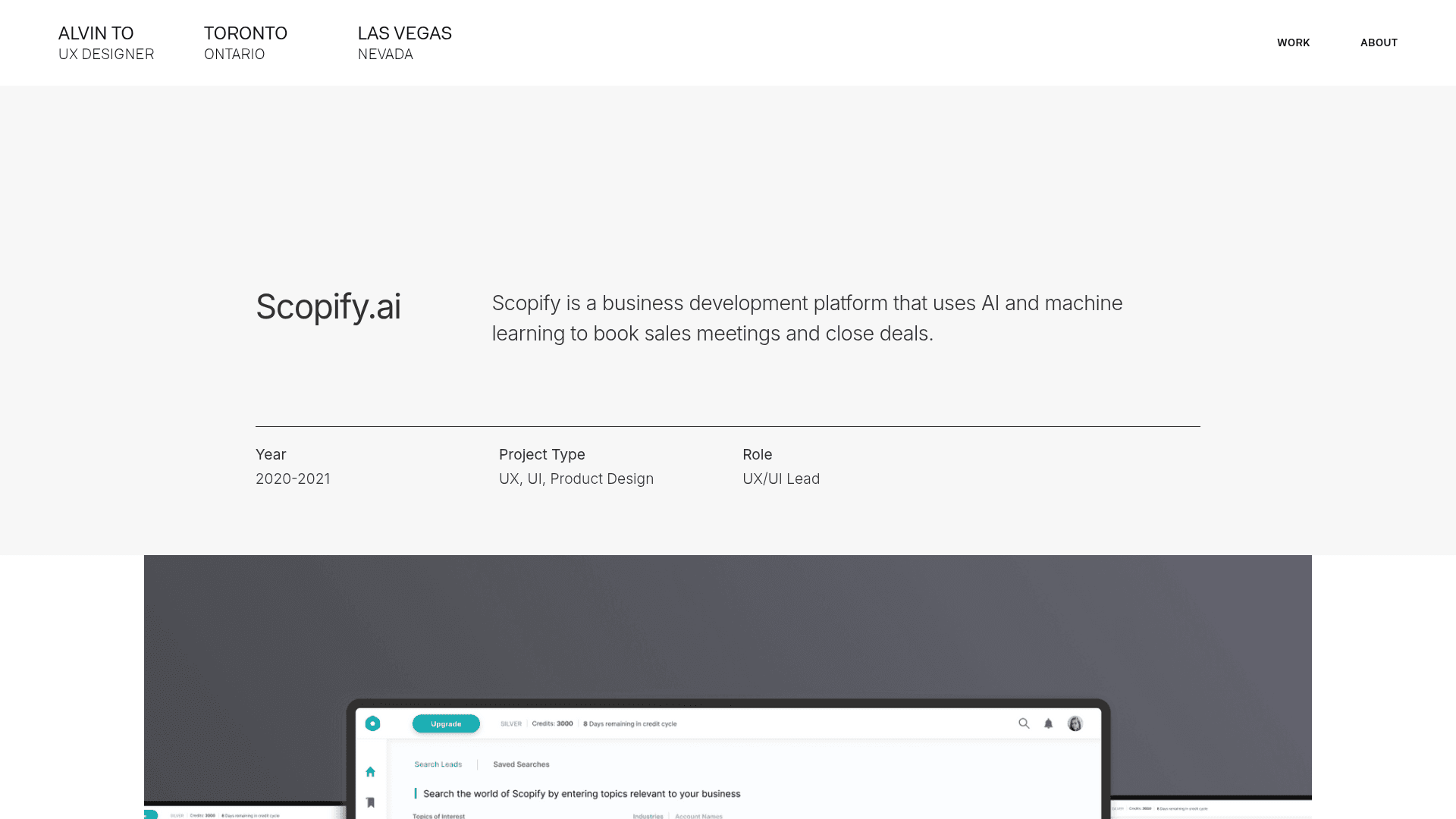 Homepage of Scopify