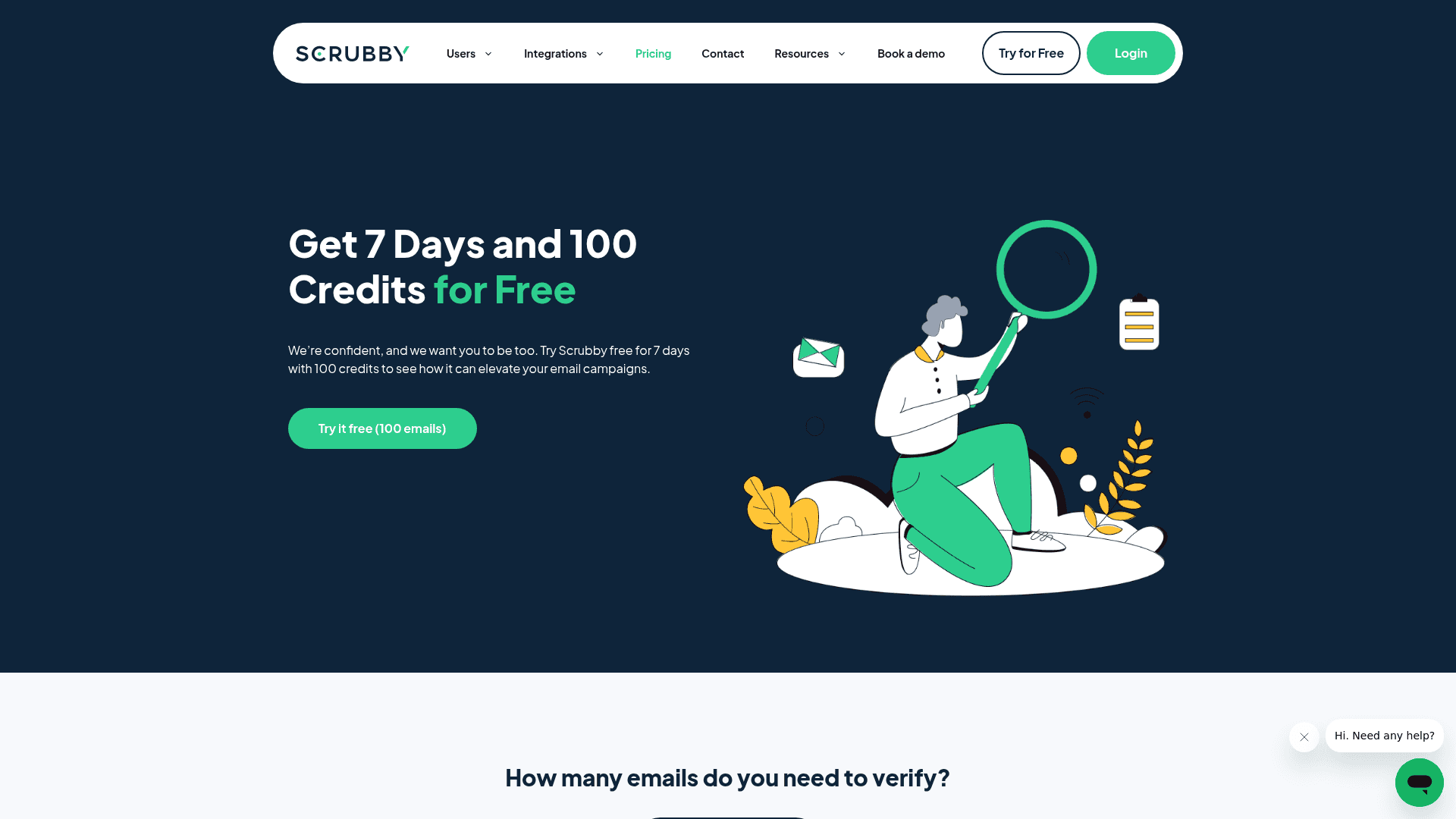 Pricing page of Scrubby