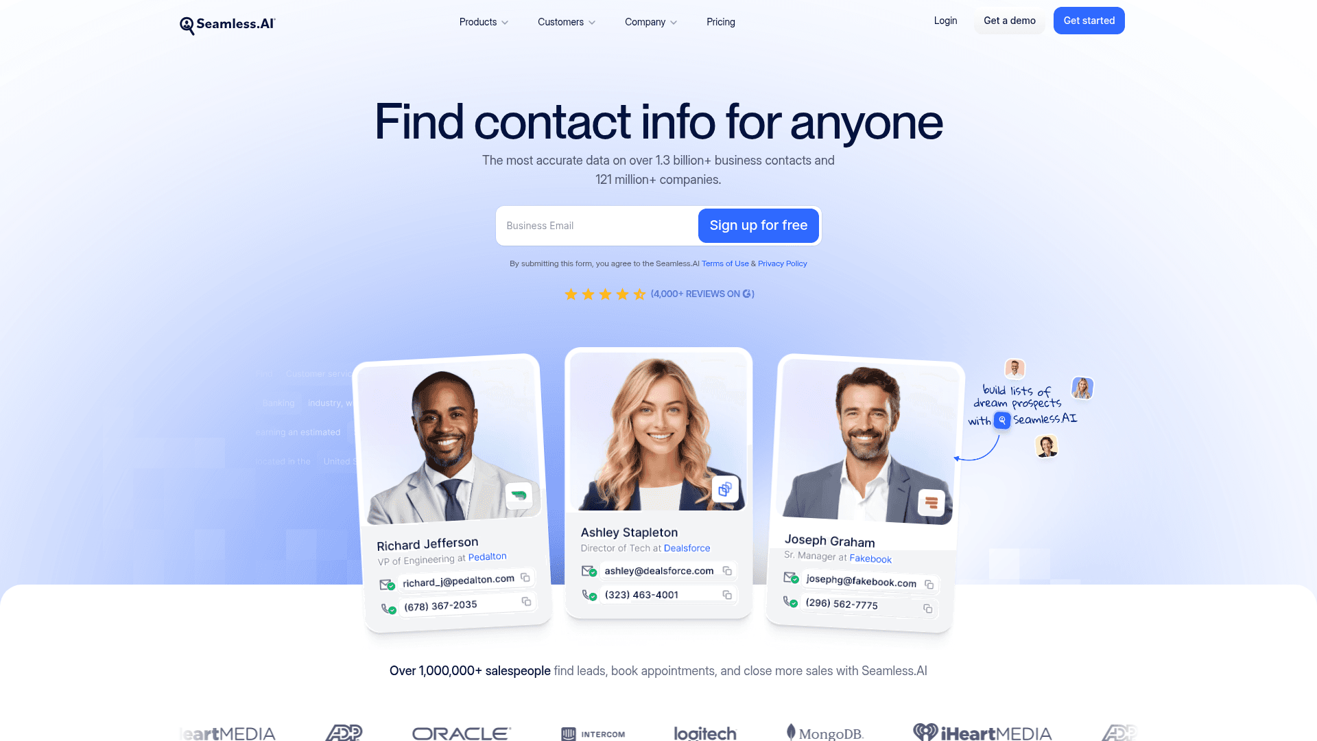 Homepage of Seamless