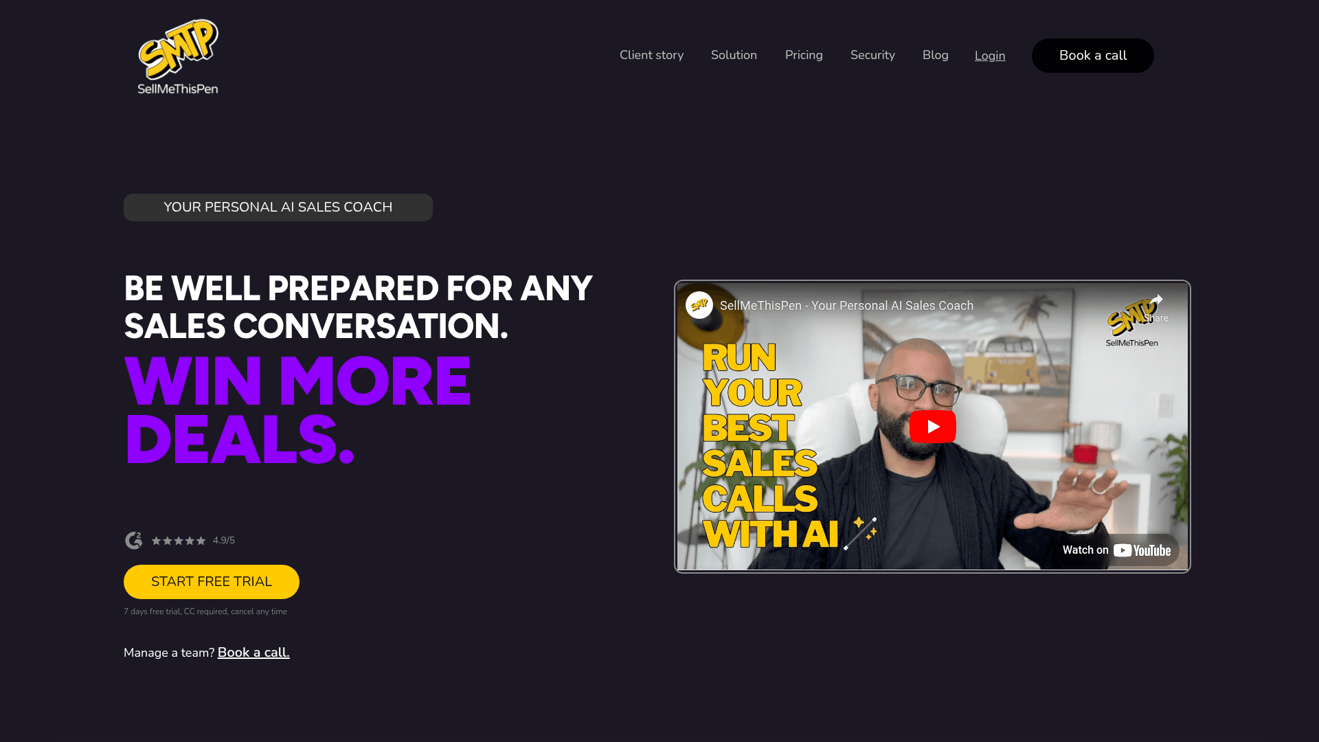 Homepage of SellMeThisPen