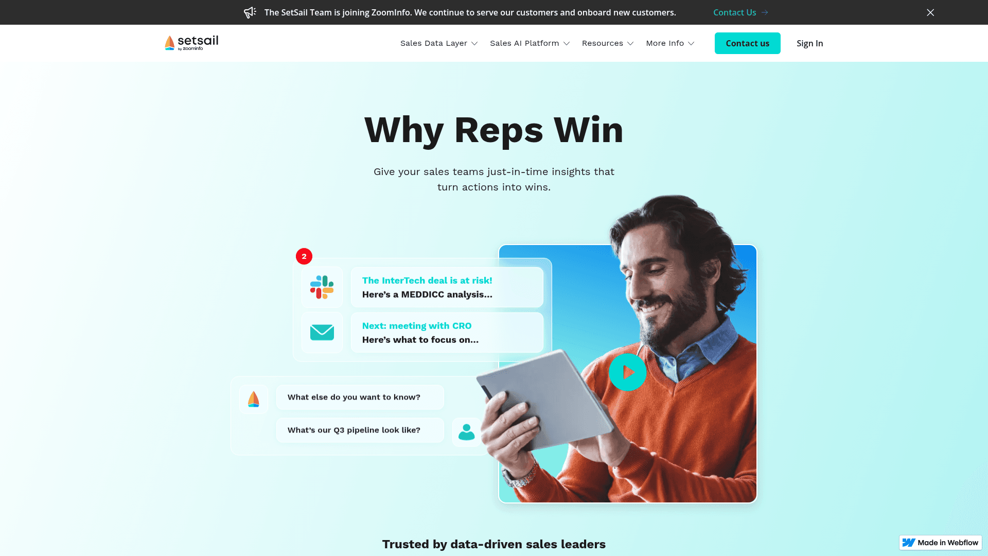 Homepage of SetSail