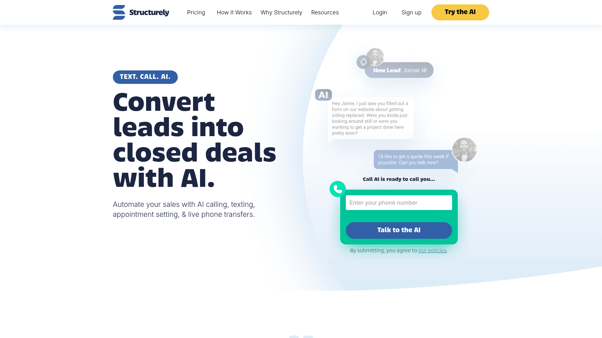 Homepage of Structurely