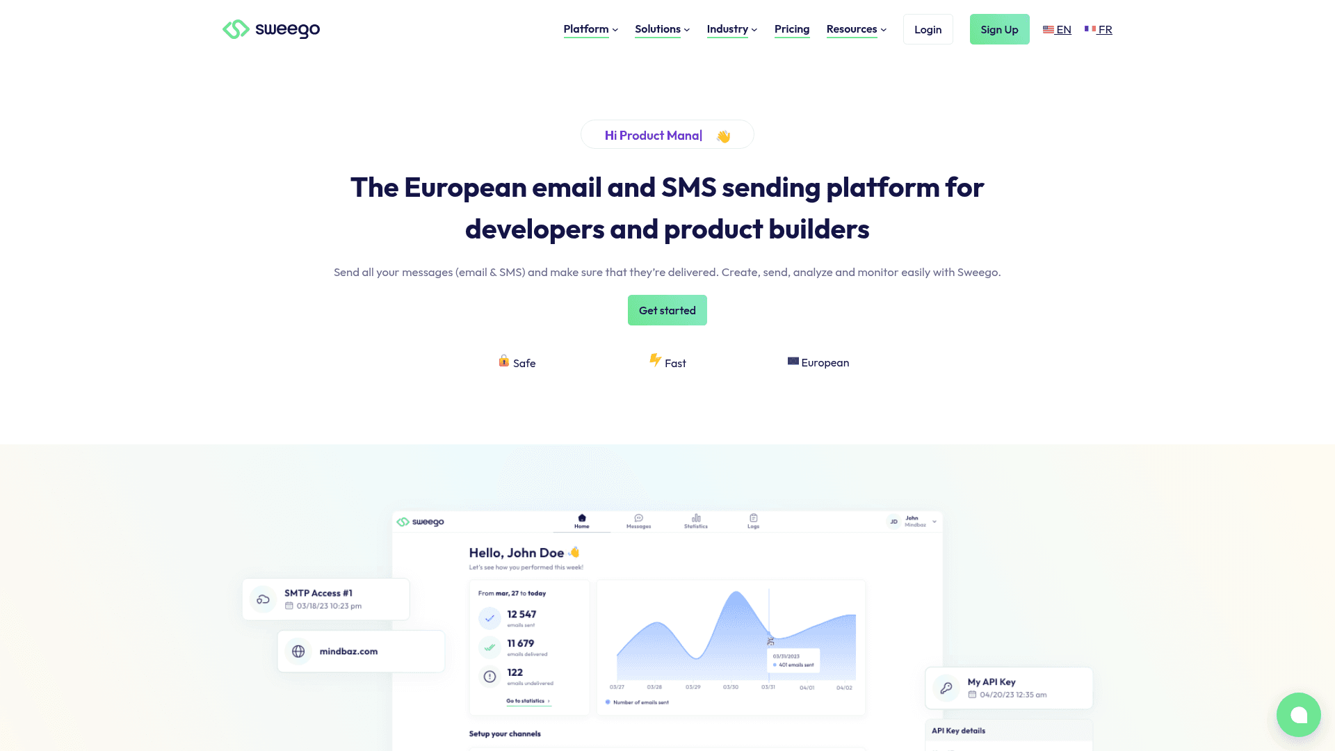Homepage of Sweego
