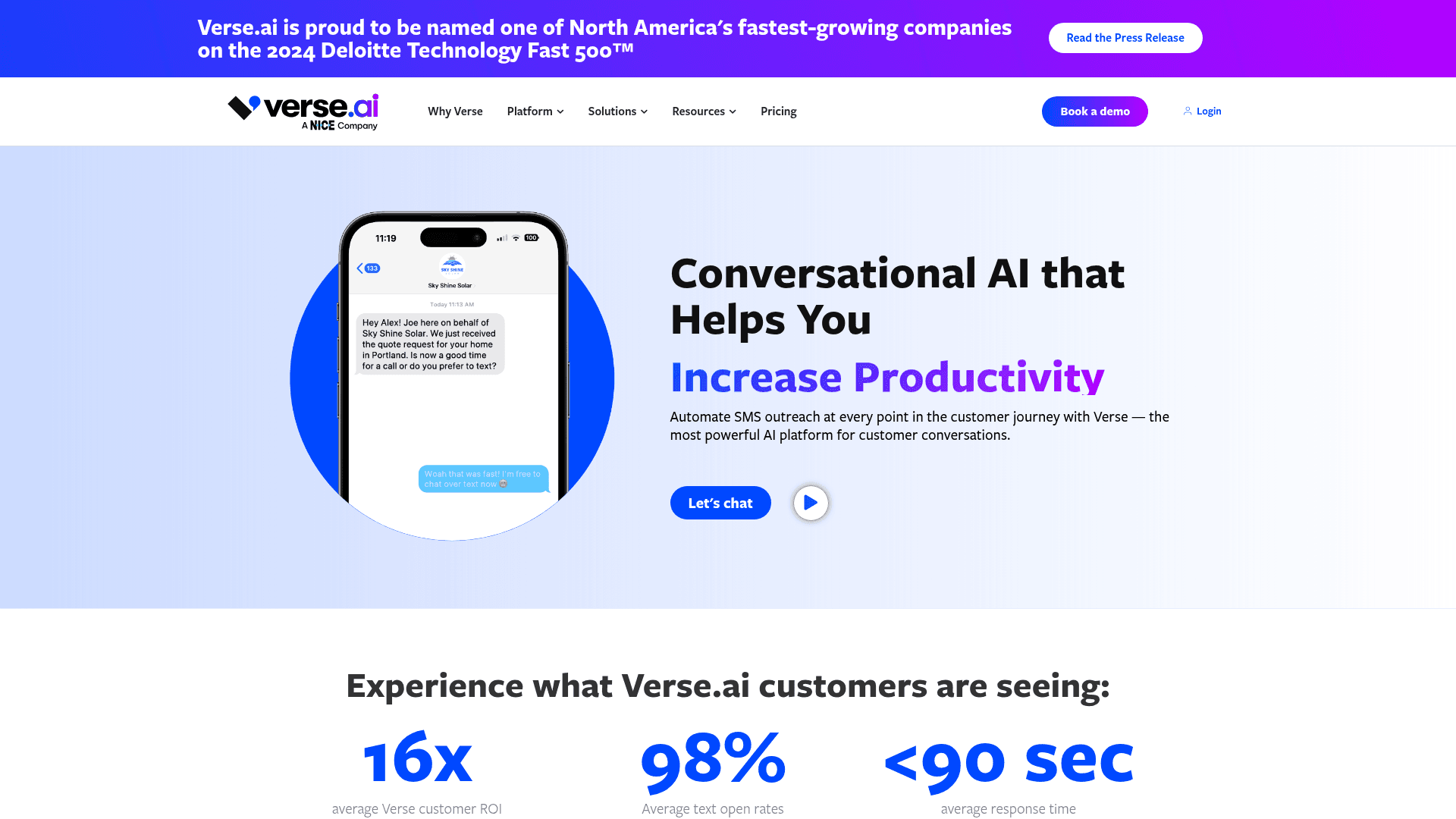 Homepage of Verseai