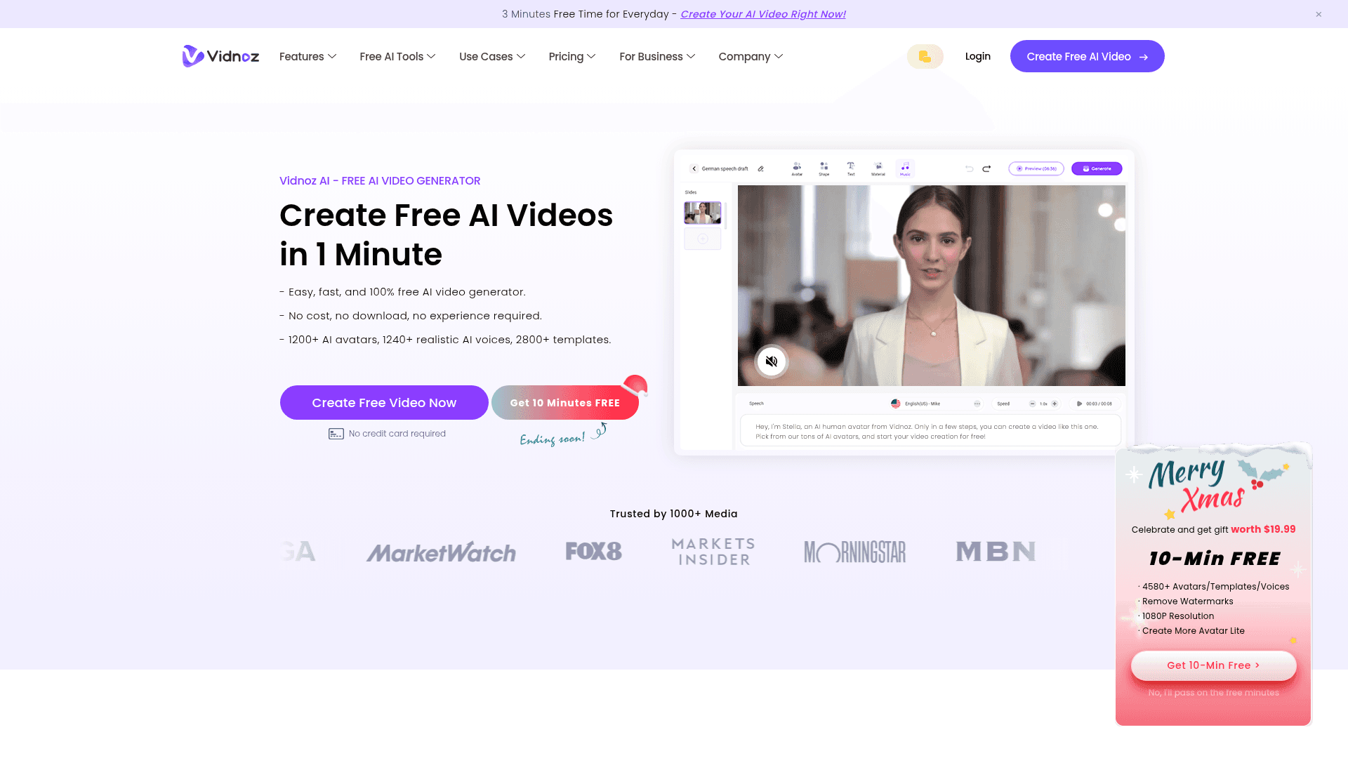 Homepage of Vidnoz
