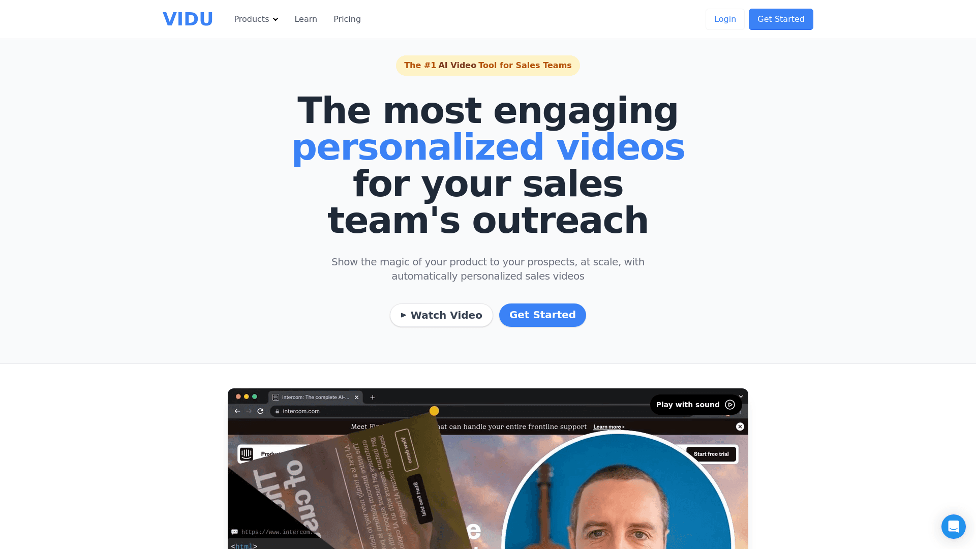 Homepage of Vidu