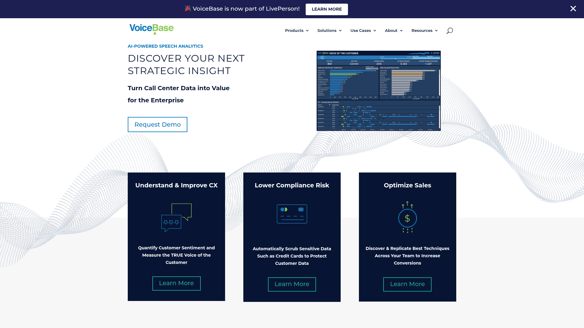 Homepage of VoiceBase