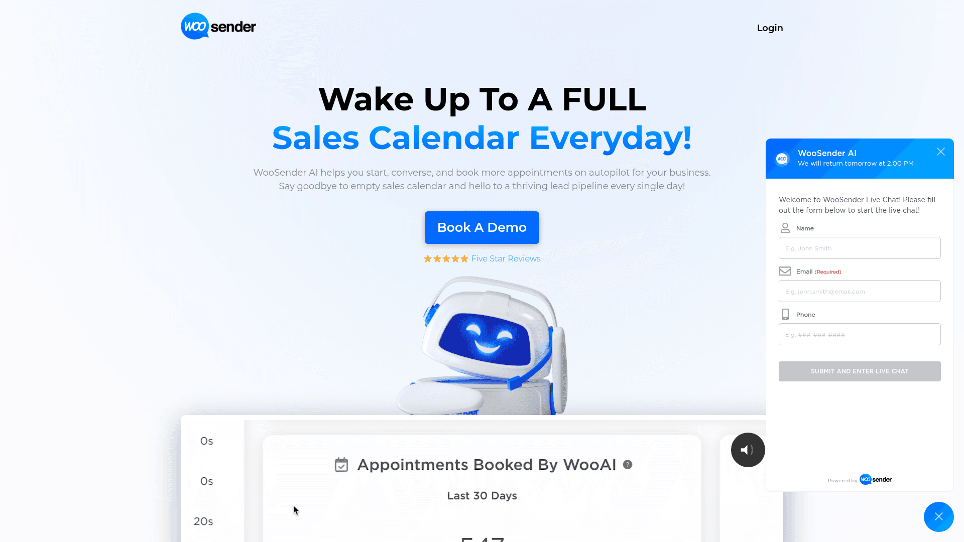 Homepage of WooSender
