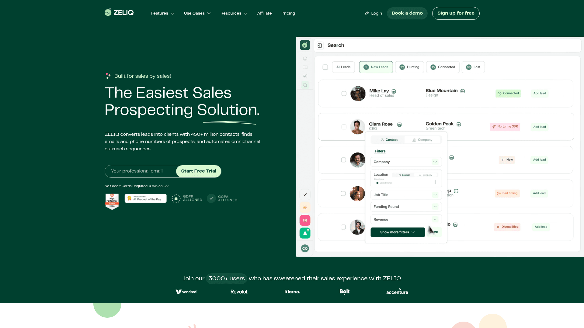 Homepage of Zeliq