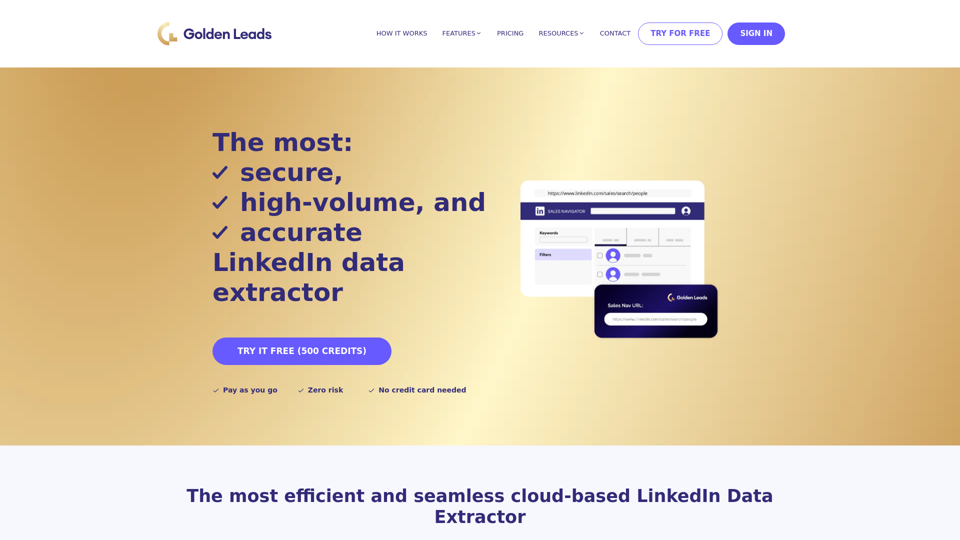 Golden Leads AI Cloud Tool for Safe LinkedIn Lead Extraction